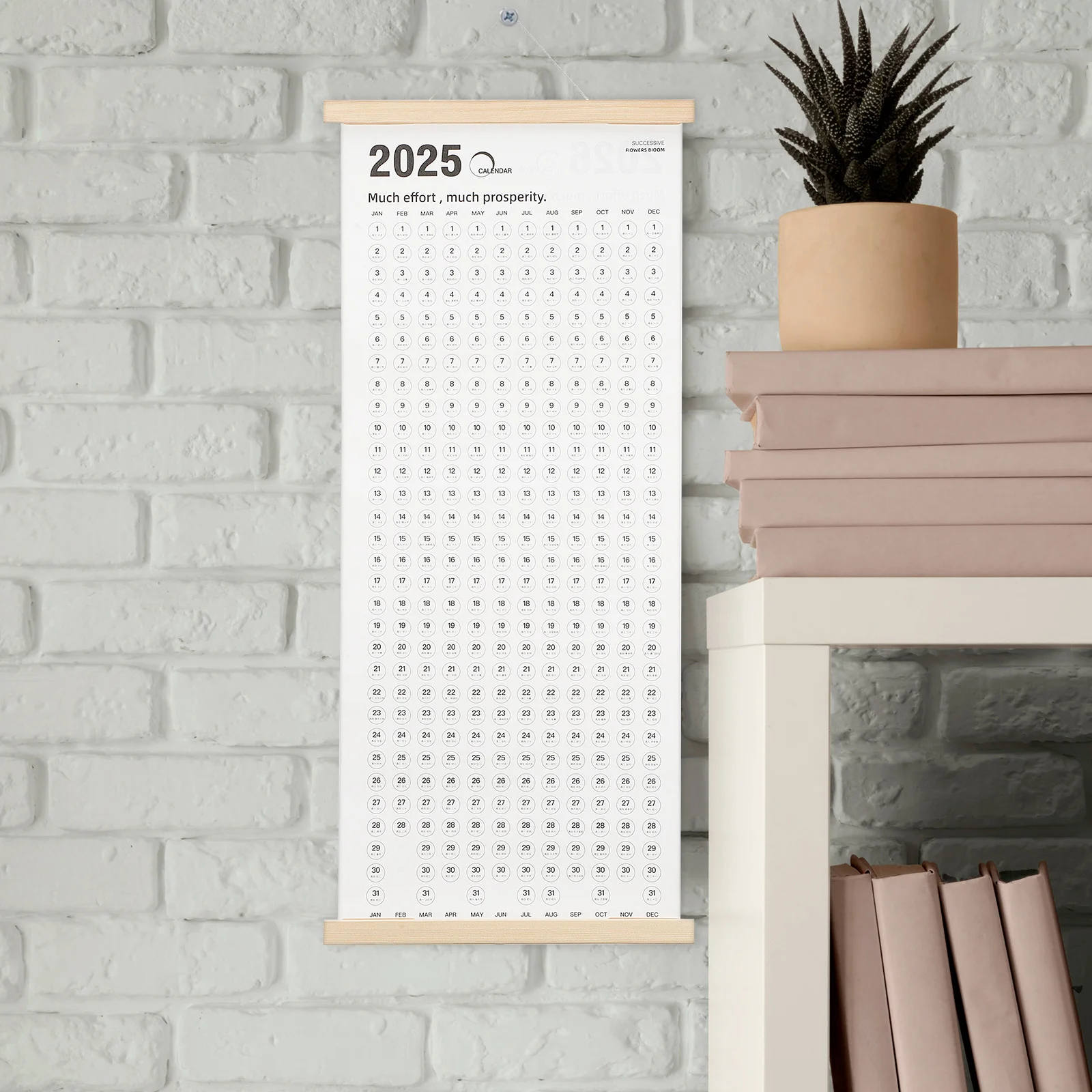 

Hanging Wall Calendar 2025 2026 Sturdy Wood Frame Annual Planner with Clear Display Minimalist Year Calendar for Family Use