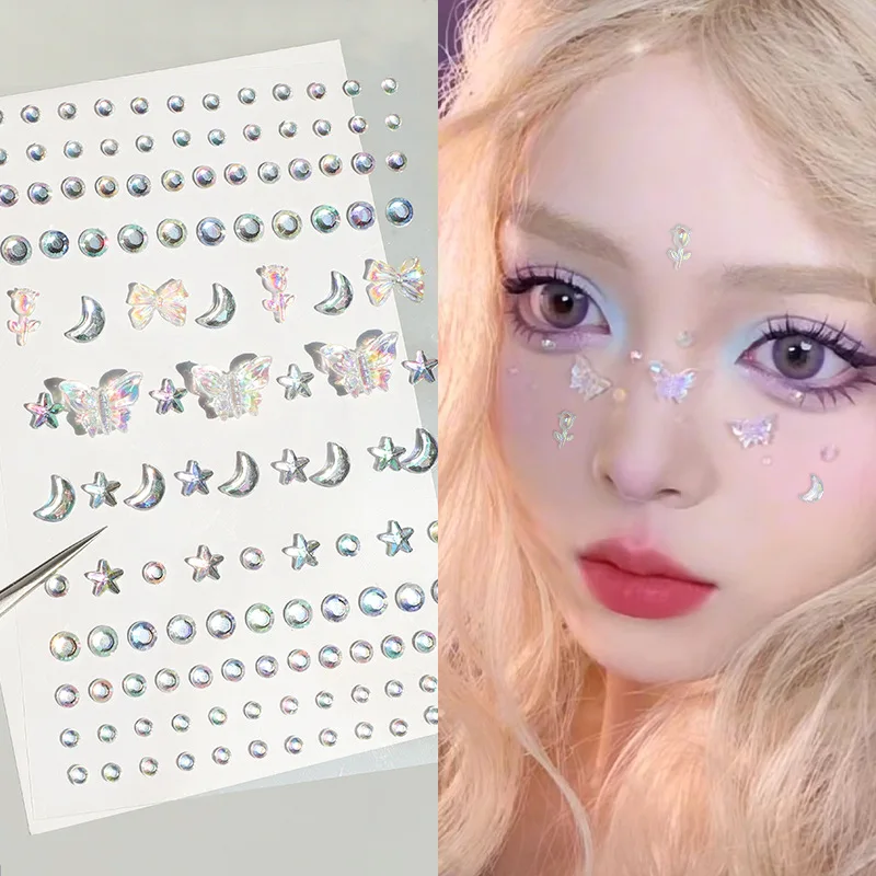 

Face Gems Sparkling Butterfly Moon Star Rhinestones Pearl Stickers Safe Gentle for Kids Festival Party Stage Performance Makeup