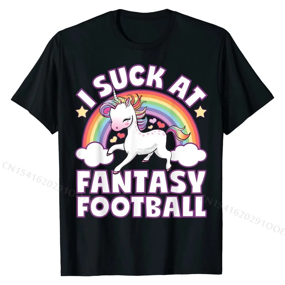 I Suck At Fantasy Football Shirt Unicorn Funny Draft Party T-Shirt T Shirts Custom Hot Sale Men Tops Tees Custom Cotton