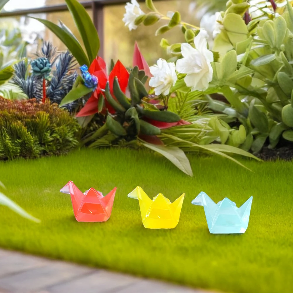 

18pcs Mini Origami Crane Figurines Tiny Glow in The Dark Figures Luminous Resin Animal Sculptures for Aquariums Garden Landscape