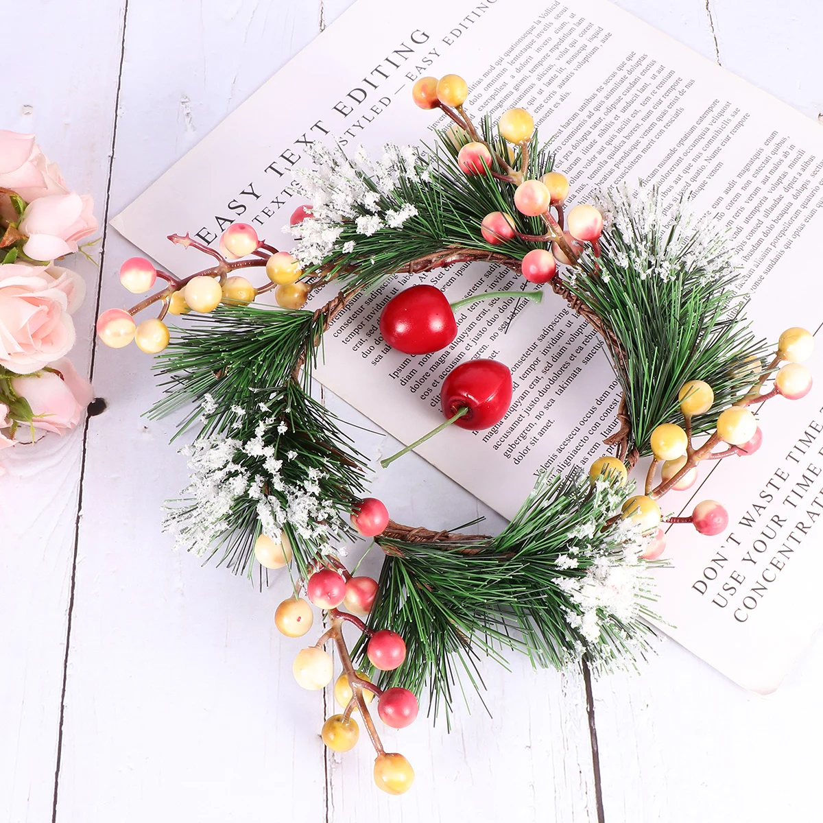 

Entryway Christmas Decoration Decorations Berry Wreaths for Front Door Artificial Garland Flowers