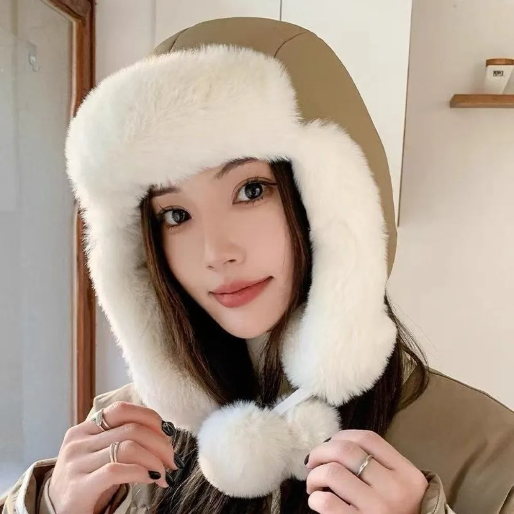Fashion Windproof Winter Pilot Hat Beanie Caps Anti Fog Warm Ski Hat Neck Protector Cold Proof Plush Hat Biking