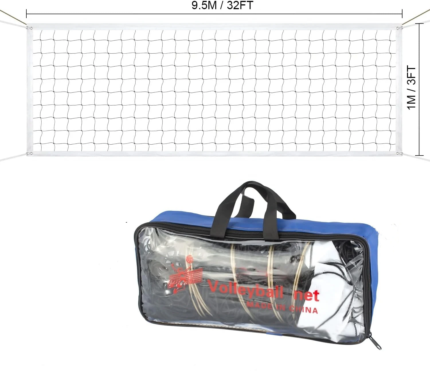 

Professional Volleyball Net Outdoor,32x3FT Portable Volleyball Net for Pool Schoolyard Beach, Badminton/Pro Volleyball Net Set