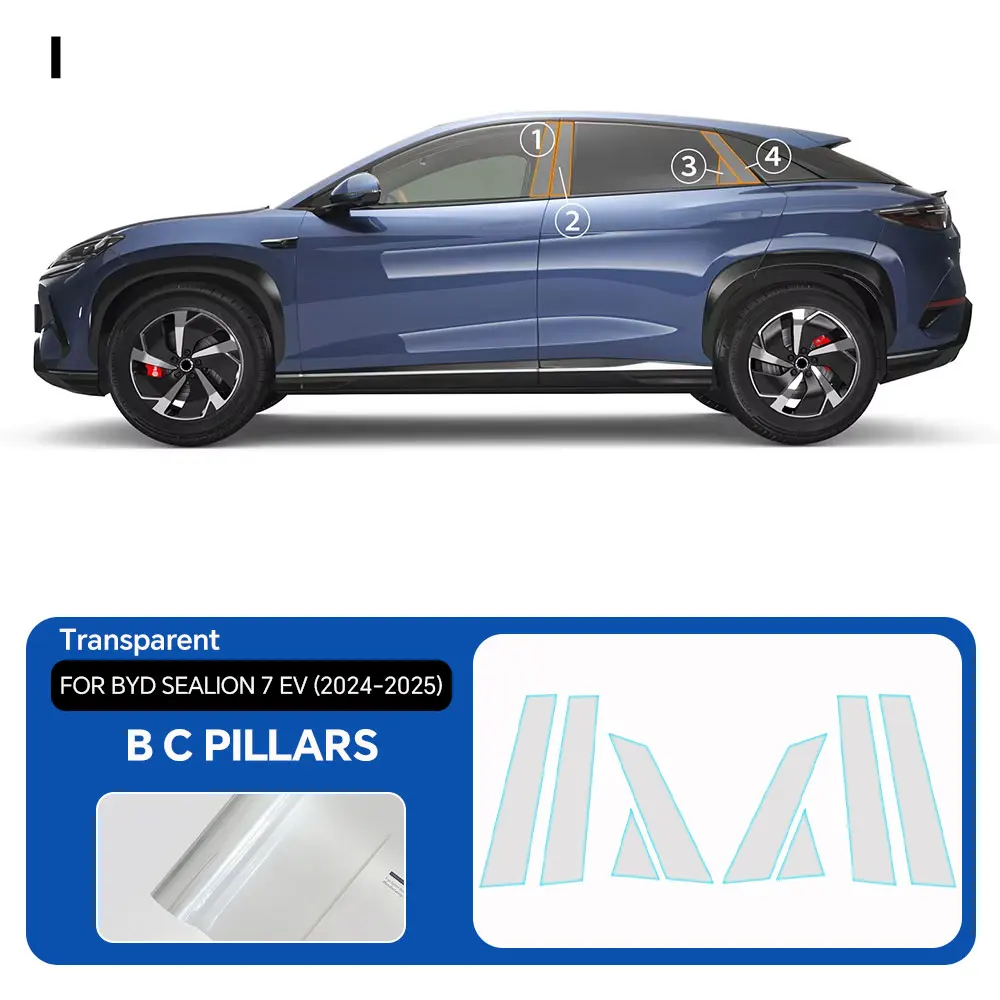 Für BYD Sealion 7 EV 2024 2025 Auto Front Scheinwerfer Rückansicht B C Säulen Film TPU Lack Schutz Film Anti-scratch Schutz