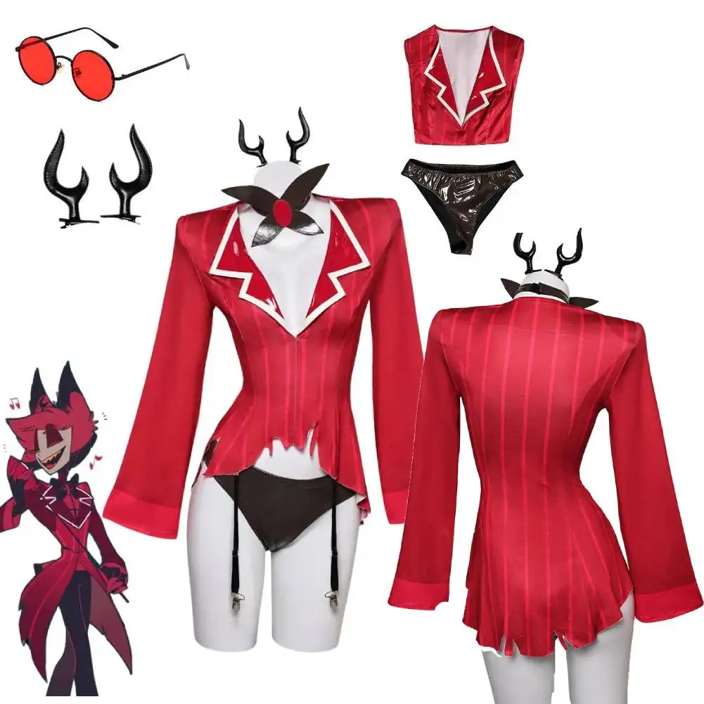 Hazzbin-Costume de Cosplay de Dessin Animé Hôtel Alastor, Déguisement pour Femme Adulte, Lingerie Sexy, Veste et Short d'Halloween