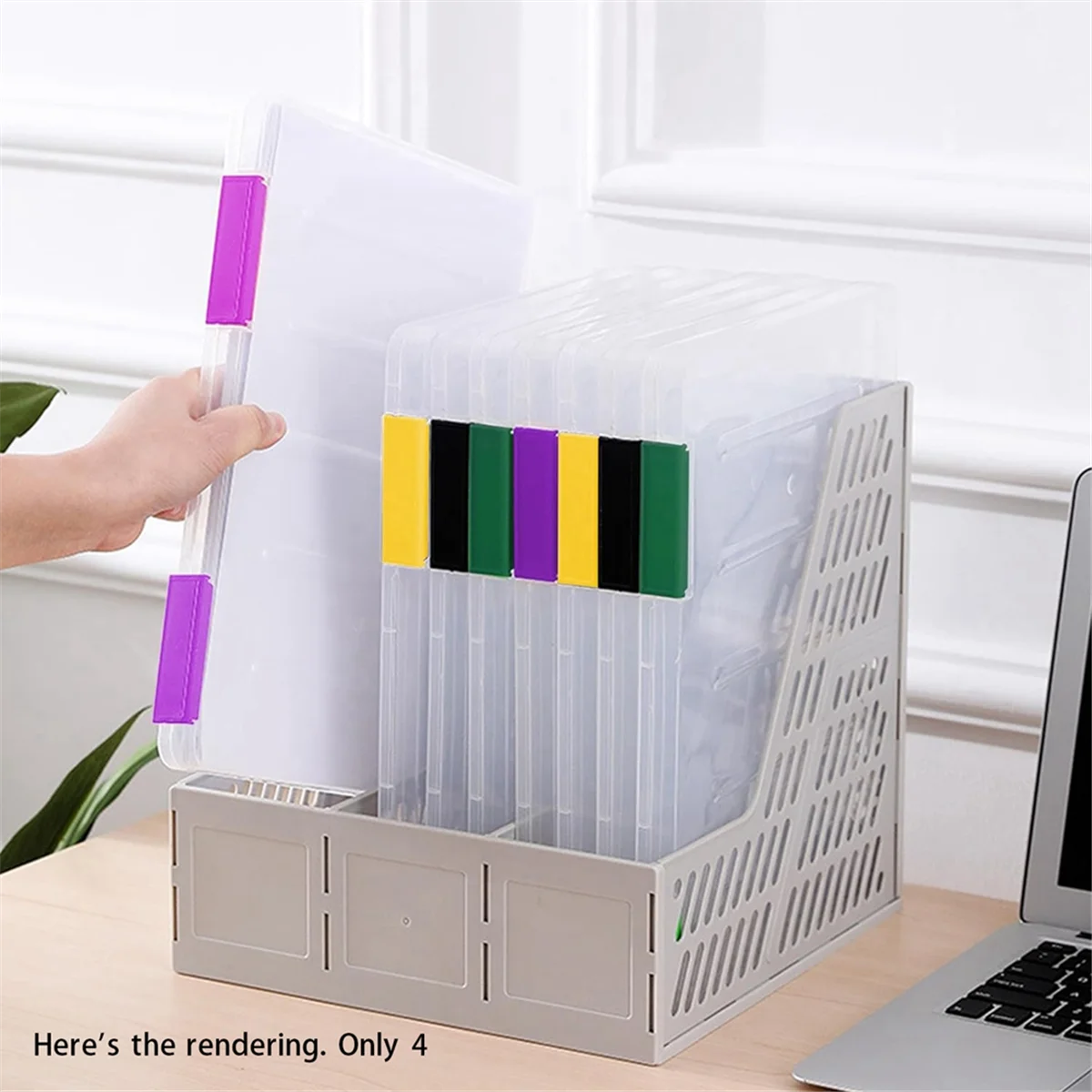 4PCS A4 File Portable Project Case,Portable A4 File Box Plastic Scrapbook Paper Storage Box for 8.5x11Inch Letter Paper