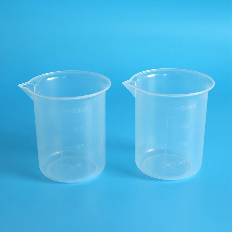Kitchen Lab Graduated Beaker Clear Plastic Measuring Cup Thicken With Cap Measuring Jug 200ML 8Pcs