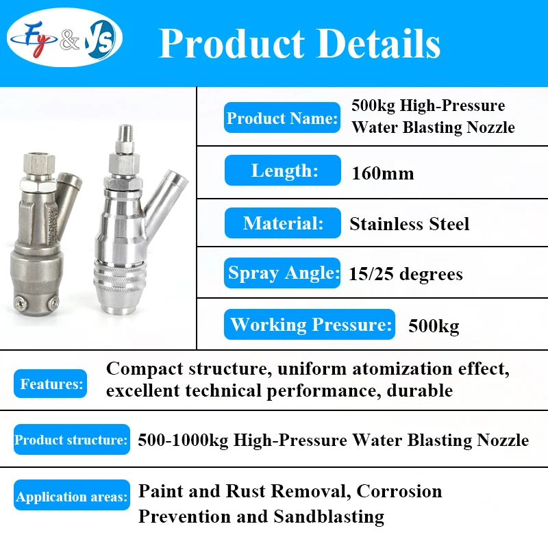 Ultra High Pressure Stainless Steel Water Sandblasting Nozzle 500bar 7350psi Sandblaster Nozzle Gun for Pressure Washer Cleaner