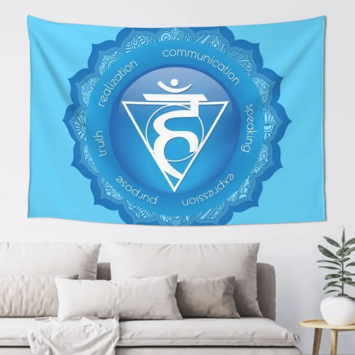 Throat Chakra Mandala - 52 BBG Tapestry Bedroom Decor House Decor Bedroom Decoration Tapestry