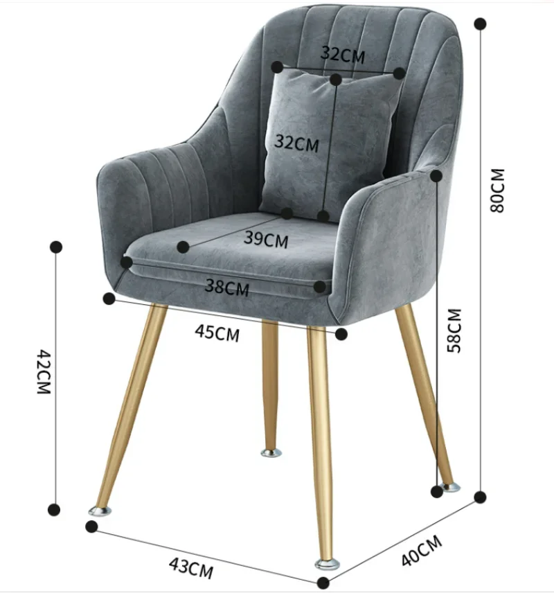 Nordic Ins Light Luxury Dining Chair Lazer Cadeiras de encosto, Manicure Cadeiras, Vanity Stool, Mobília do quarto, Rosa