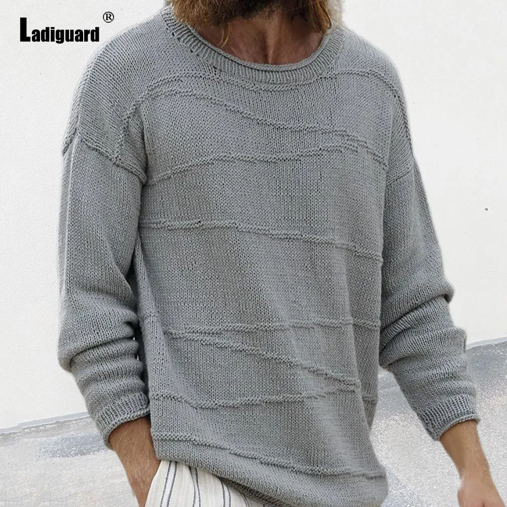 

Men Casual Street Knitted Sweaters Long Sleeves Basic Pullovers 2023 European Style Fashion Sweater Men's Ruched Top Knitwear