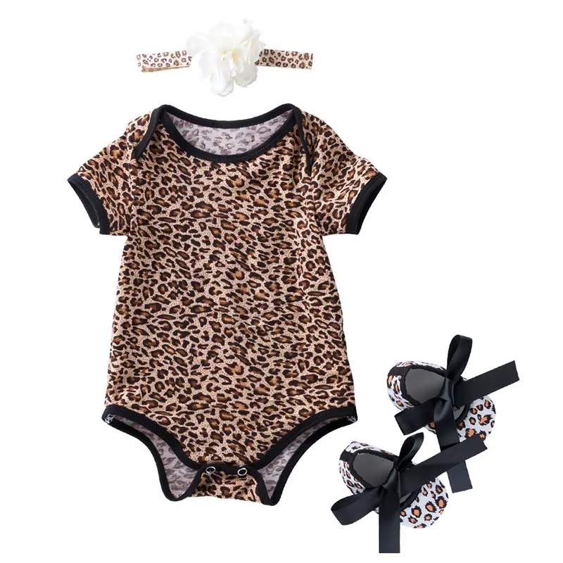 

Baby Halloween Clothes 0 to 3 Months One-pieces Rose Leopard Bodysuit+ Shoes+Headband One Year Birthday Outfits Toddler Costume