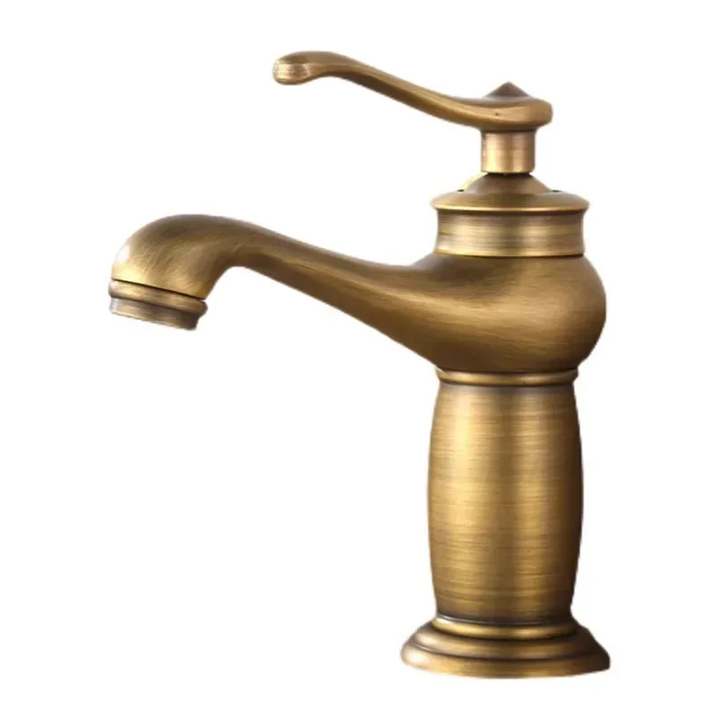 

Antique Brass Bathroom Sink Faucets Single Handle One Hole Deck Mounted Lavatory Mixer Tap Retro Basin Faucets,Brushed lavatorio