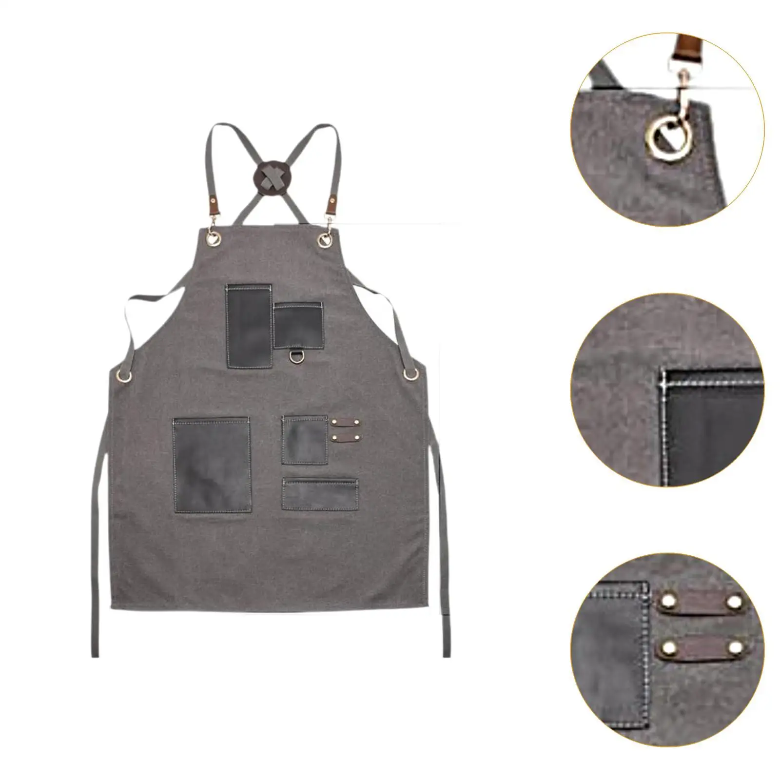 Canvas Apron with Pockets Hair Stylist Apron,Multiuse,Hairdresser Apron Adjustable Neck Apron for Crafts Cosmetologist Baking
