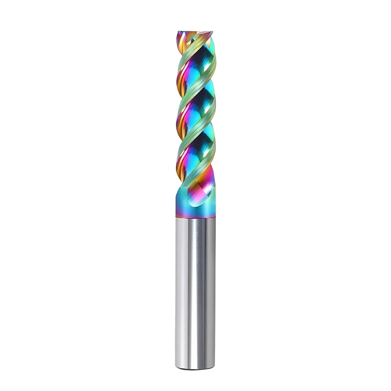 HRC65 Milling Cutter Bits DLC Coating Colorful High Efficiency CNC Multicolour U-Type Flute for Aluminum End Mill Endmills Tungs