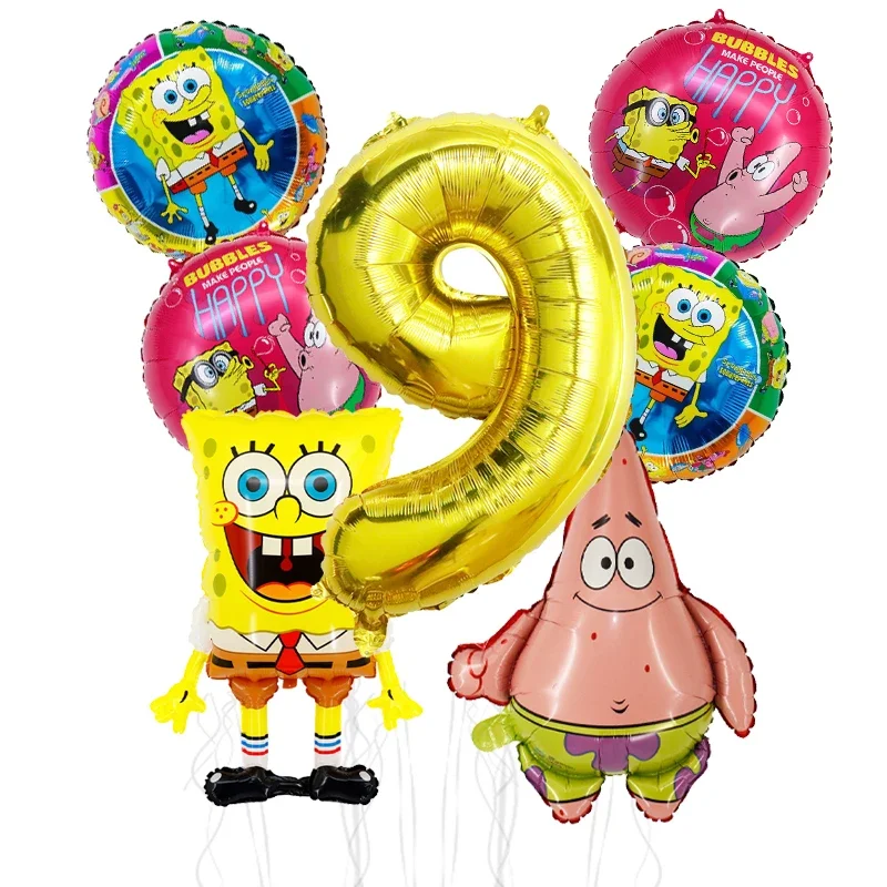7 Stück Cartoon SpongeBob Patrick Star Folienballons Mädchen Junge Kindergeburtstag Party Dekoration Babyparty Ballons Geschenke – Detail 9
