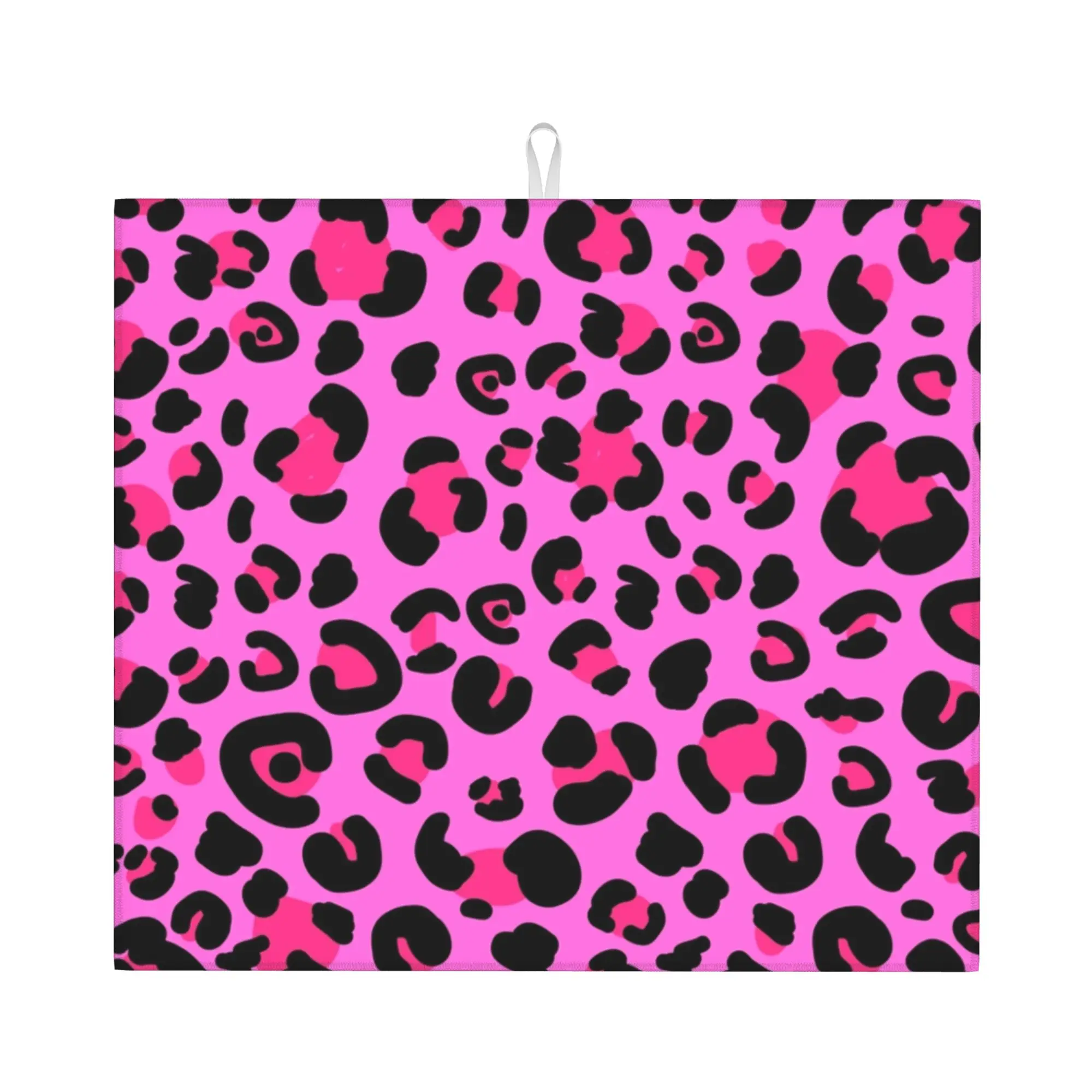 Leopard Print Black And Pink Сheetah Dot Non Slip Kitchen Counter Protector Mat Barware Tableware Reusable Mat For Kitchen