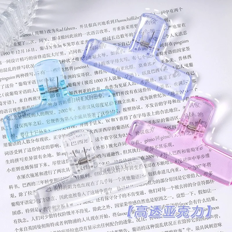 Colorful Transparent Acrylic Binder Clip Planner Clip Paper Clamp Organizer Office File Clamps Holder office School Supplies