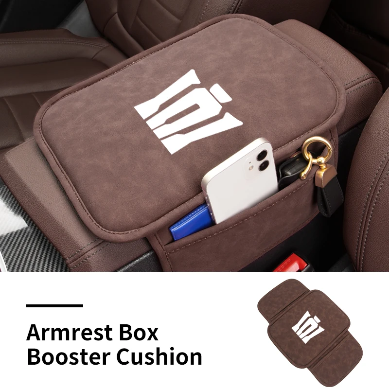 Car Logo Armrest Cushion Leather Console Armrest Storage Pad Accessories For Toyota Crown S170 S180 S200 S21 JZS171 JZS171W