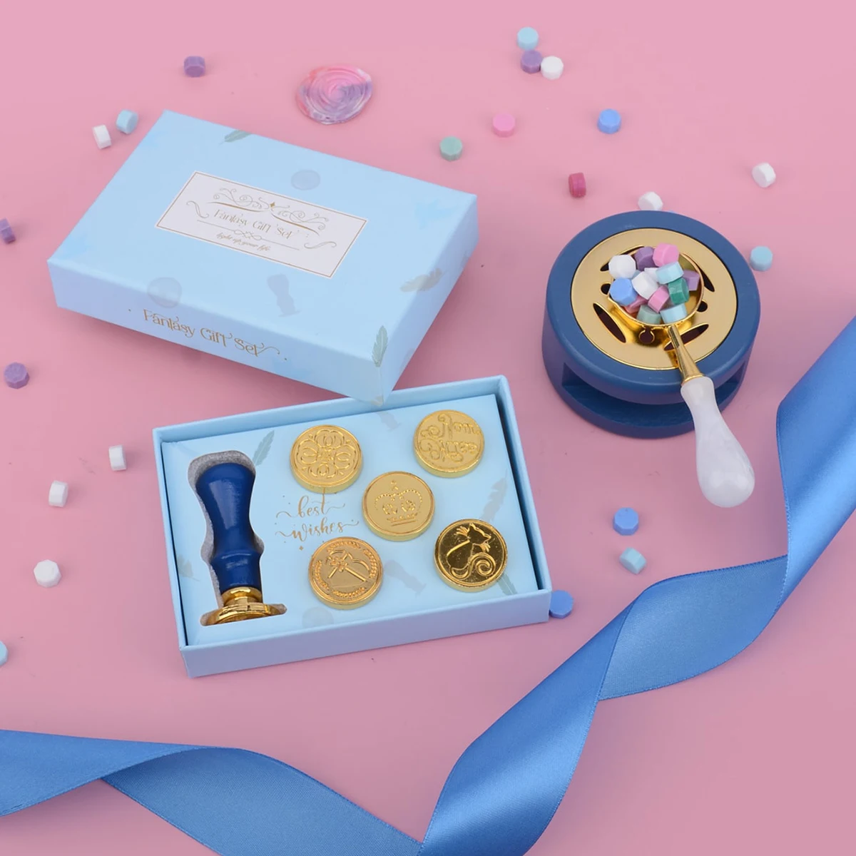 

Набор штампов с сургучной печатью, 1 шт., различные узоры штампов, подарочное украшение для запечатывания конвертов своими руками (в комплект входит печь для сургучной печати и восковая ложка)