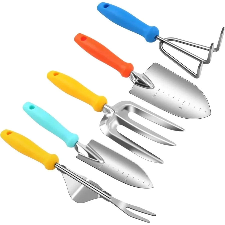 

5 Piece Stainless Steel Heavy Duty Weeding Tool Set with Ergonomic Plastic Handle for Garden Maintenance Effective Weed Puller