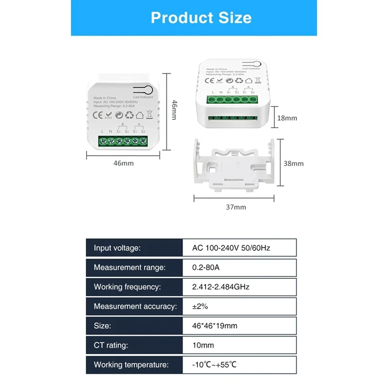 Tuya wifi medidor inteligente medidor de energia digital 80a transformador de corrente solar fotovoltaico consumo de produção de energia monitor 1ct