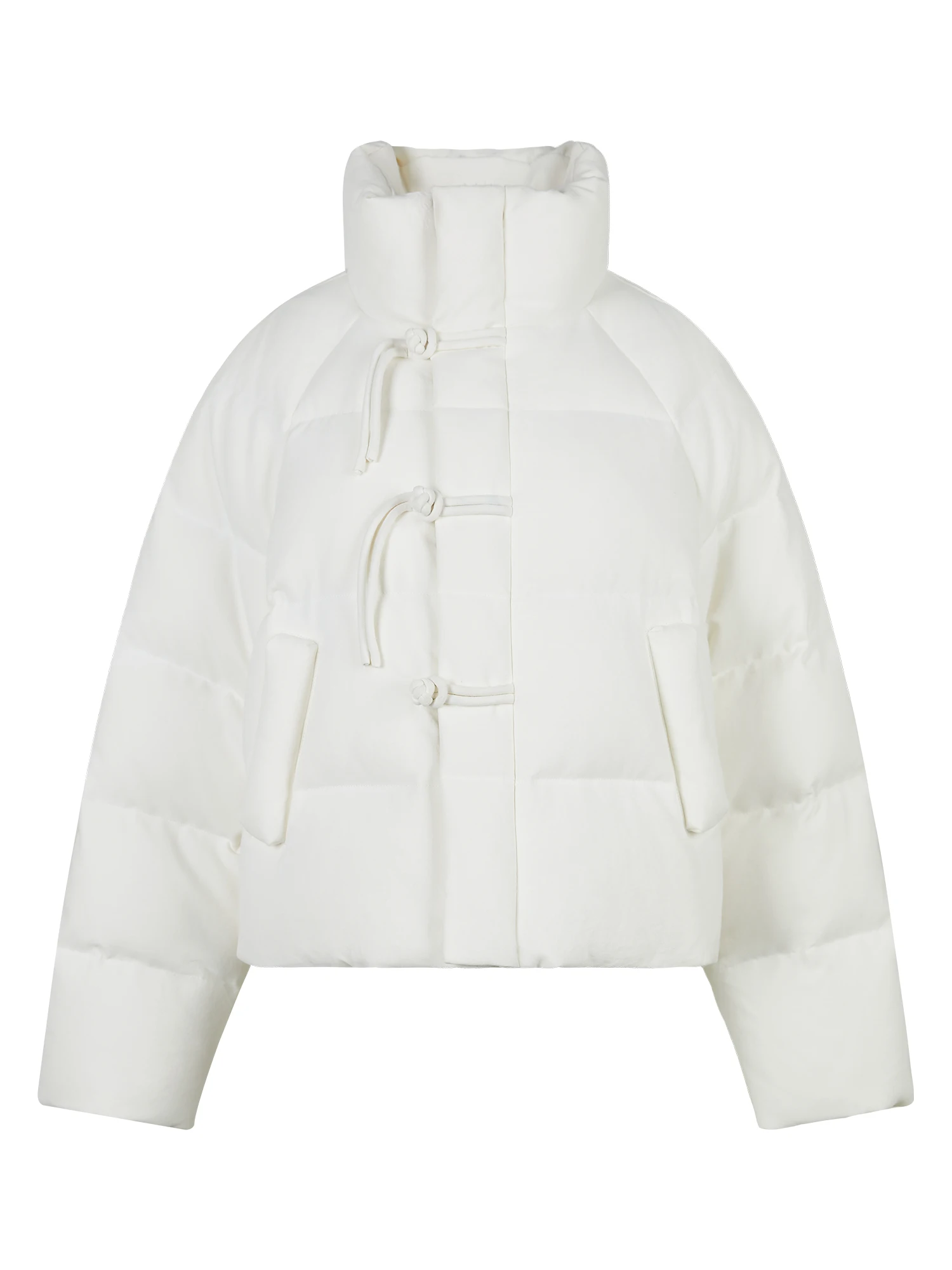 FSLE 126.2G Filling Amount Women White Short Down Coats Stand Collar Commuter Female White Duck Down Jackets 24FS14076