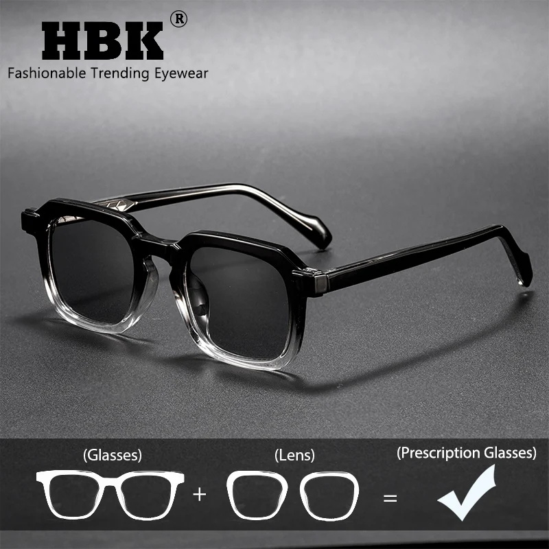HBK Fashion Men Prescription Sunglasses Square Frame Lens Optical Glasses Women Customize Outdoors Exercise Myopia Eyeglass