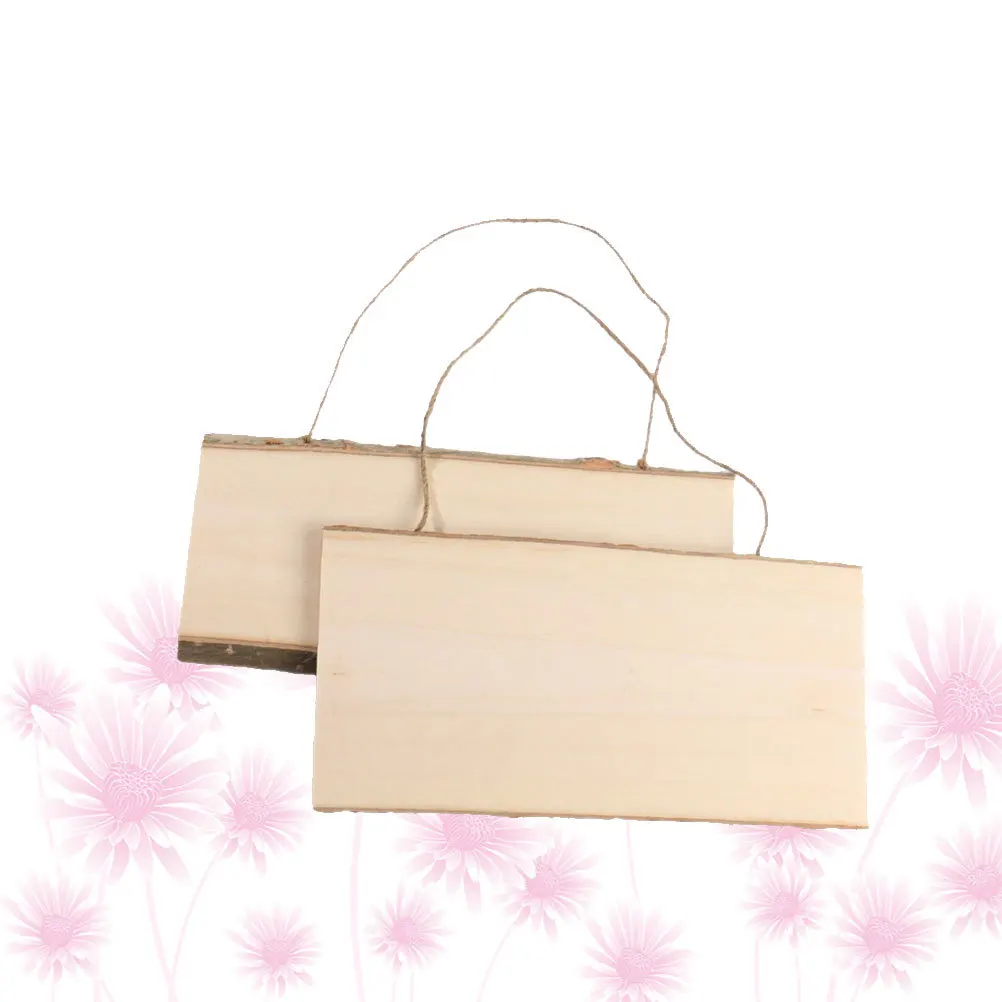 2 個絵画着色吊り下げ飾り 10X25Cm 木製ボードペンダント DIY 描画壁ディスプレイボード軽量麻
