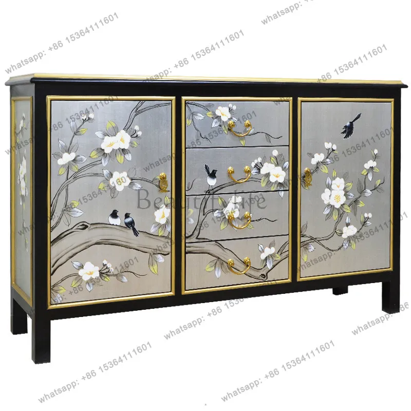 

New Chinese-style dining cabinet villa entrance light luxury porch screen partition decorative cabinet