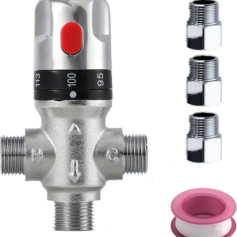 1/2 NPT Thread Brass Thermostatic Mixing Valve Hot Cold Water Control Mixer For Water Heater
