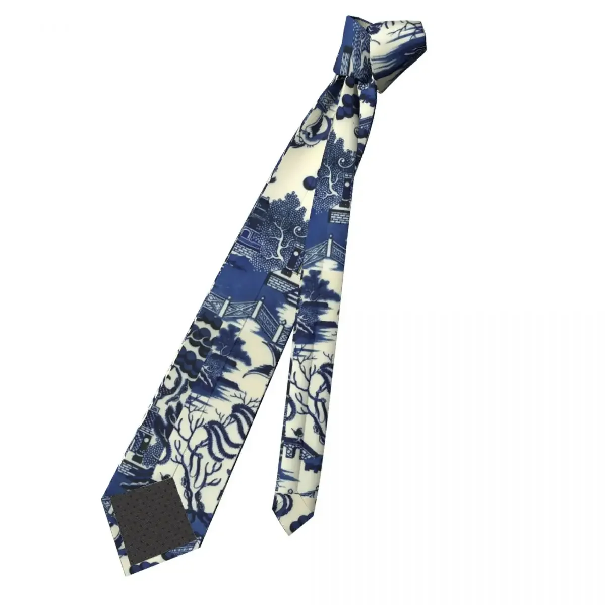 Antique Willow Ware Oriental Toile Neckties Unisex 8 cm Blue Delft Neck Tie for Mens Fashion Classic Accessories Gravatas Office