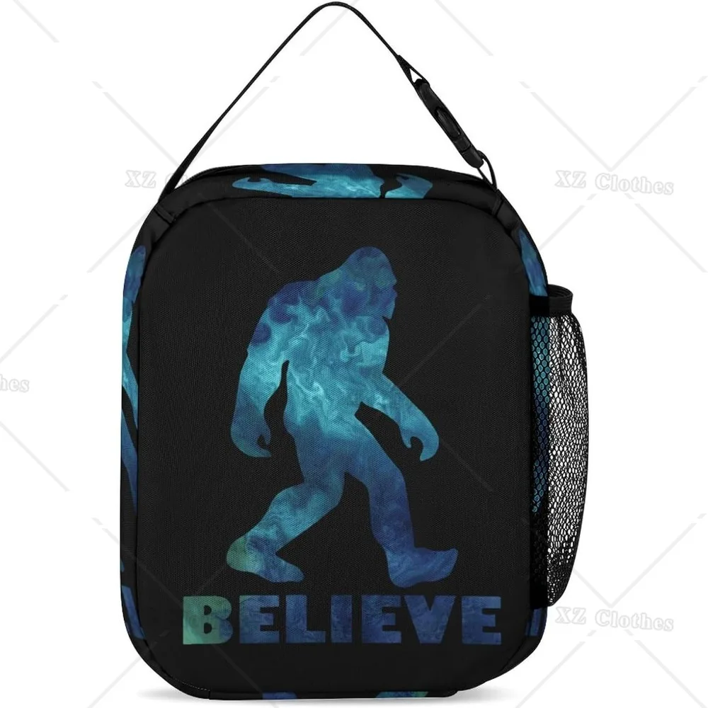 Bigfoot Sasquatch Believe Funny Lunch Bag Insulated Portable Tote Handbag Lunch Box with Pocket for Men Office Work Picnic Beach