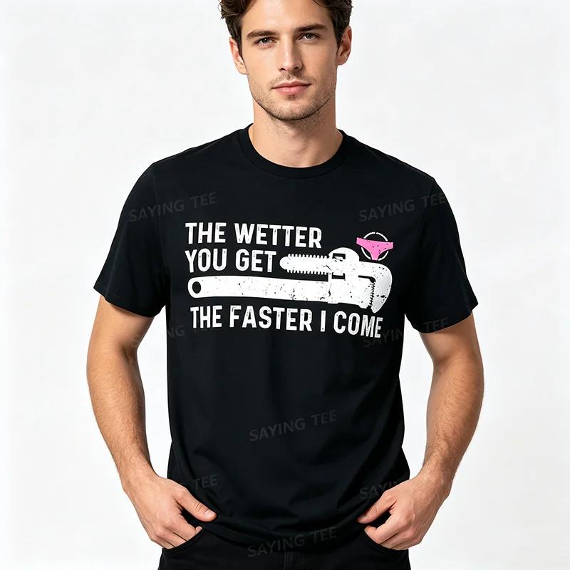 Das Wetter, das du bekommst, lustiges Klempner-T-Shirt, professionelles Klempner-T-Shirt, Y2k Herrenmode, Running Joke Saying Tee, Persönlichkeits-Oberteil mit Schriftzug – Detail 3