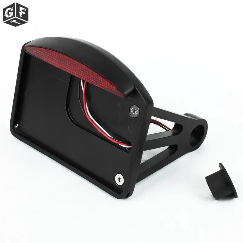 Motorcycle License Plate LED Tail Light Horizontal Side Mount Bracket Holder For Harley Bobber Chopper Custom Touring Universal - view 2