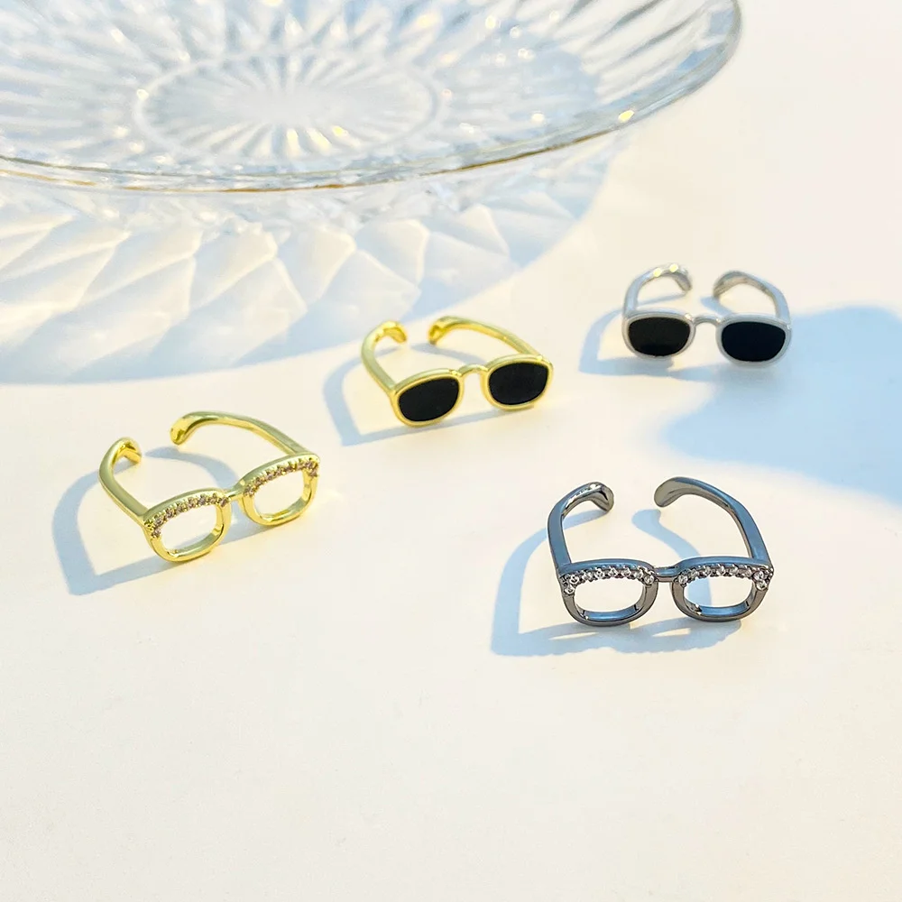 Mini Glasses Personalized and Creative Opening, Adjustable Index Finger Ring, Couple's Ring Trend