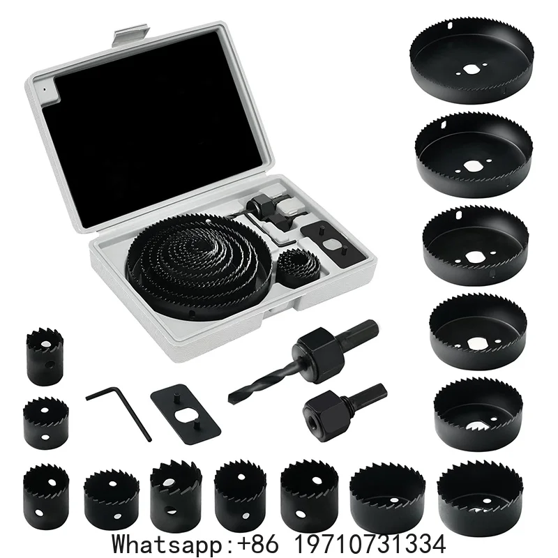 Hole Saw Set 8/11/16PCS Hole  Kit in Case Drill Bit Kit with Mandrels and Hex Key for Soft Wood Plywood Drywall PVC