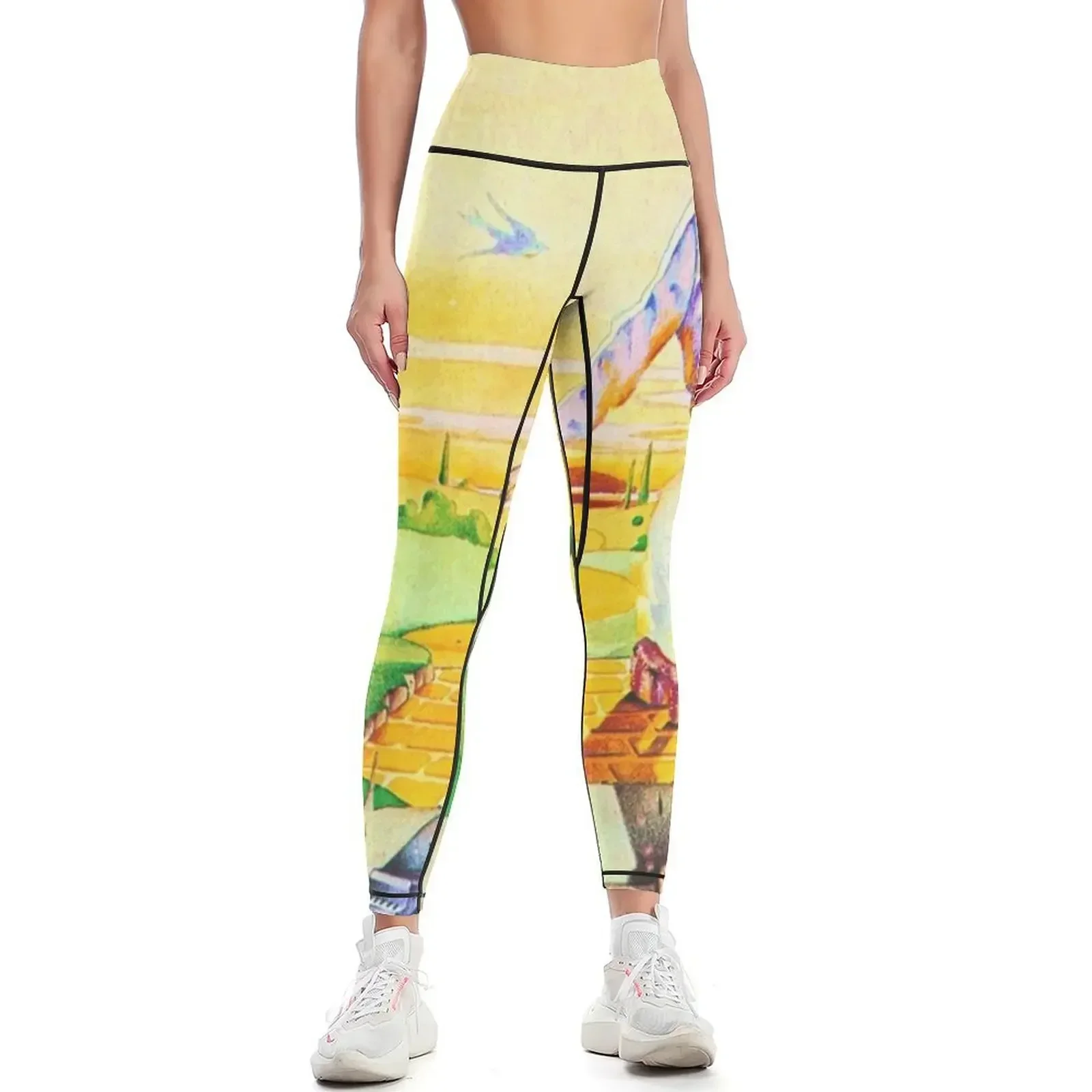 

Goodbye Jhon Mountain Yellow Road Poster Leggings Leginsy push up legging gym gym's sportswear Womens Leggings