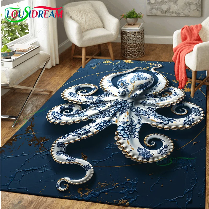 

Gold Porcelain Octopus Elegance Entrance Carpets for Kitchen Floor Bedroom Rugs Decor Home Decoration Doormat Outdoor Room Foot