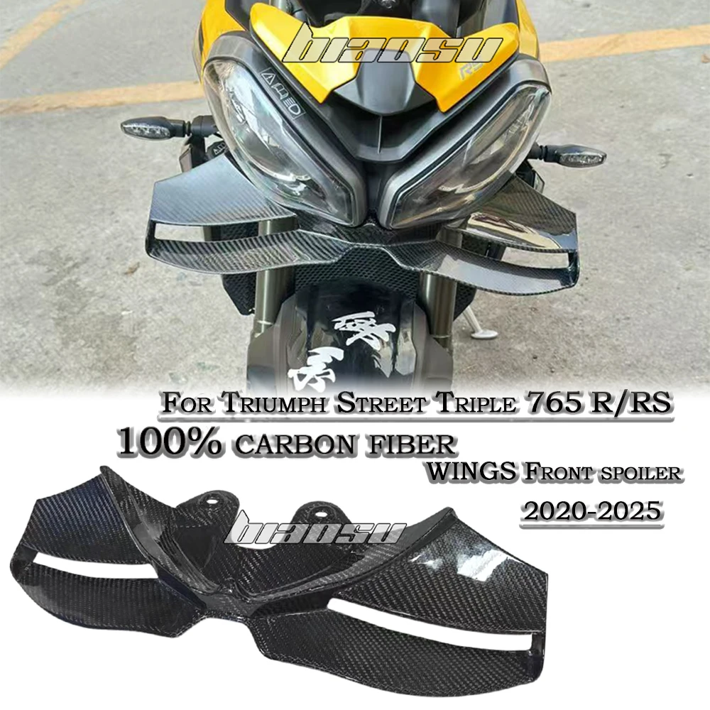 For Triumph Street Triple 765 R/RS 2020-2025 carbon fibre WINGS Front spoiler Lower spoiler lower lip 765 R RS  Fixed