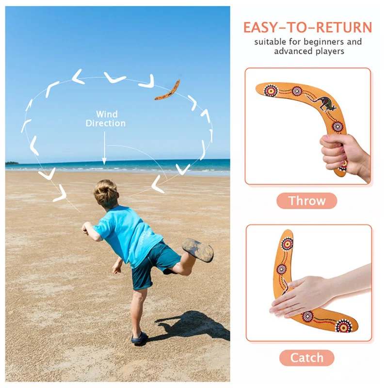 Kangaroo Throwback V Shaped Boomerang Flying Disc Throw Catch Outdoor Game