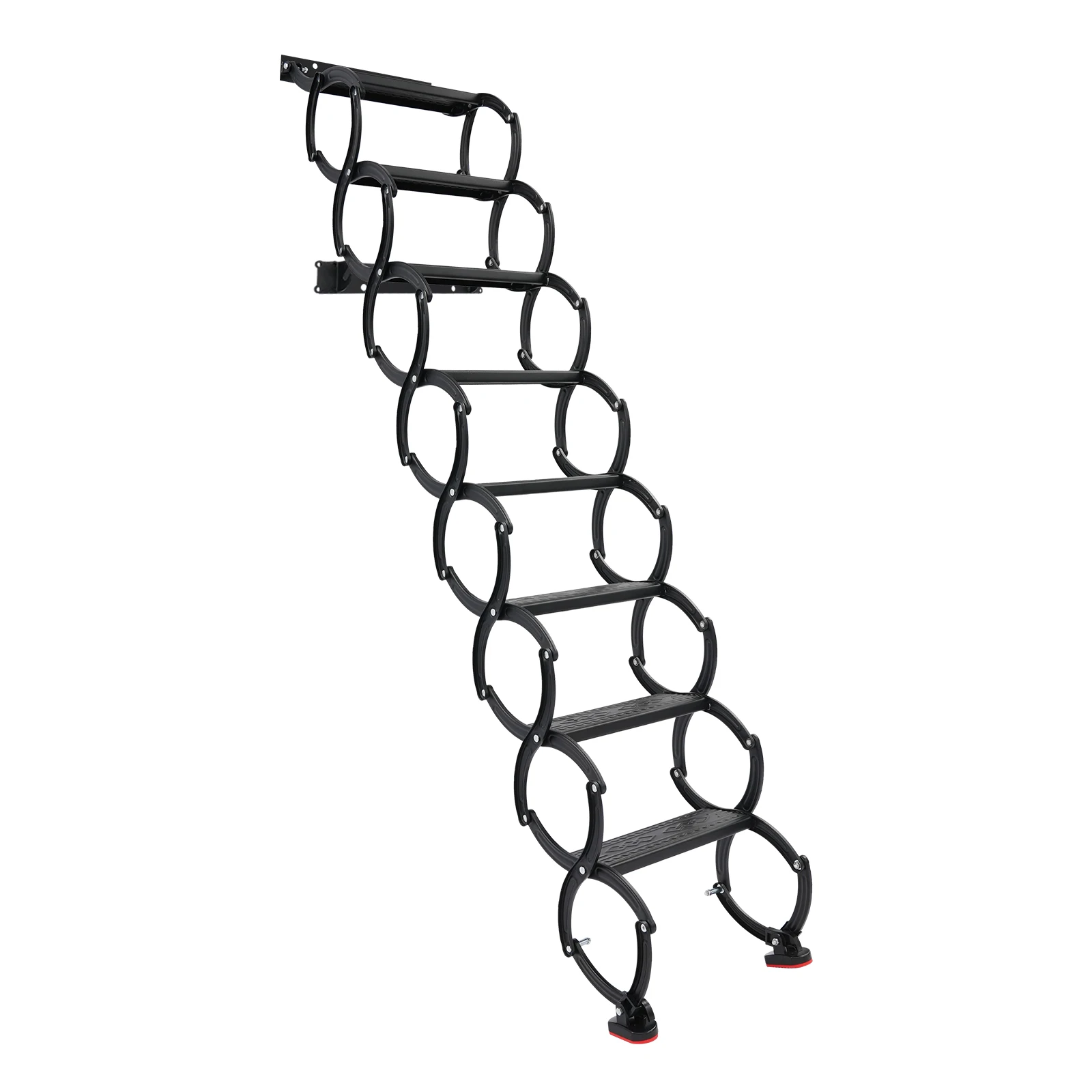 Wandgemonteerde opklapbare ladder, telescopische trap met een capaciteit van 200 kg per trede, intrekbare opklapbare trap voor thuis, garage, magazijn