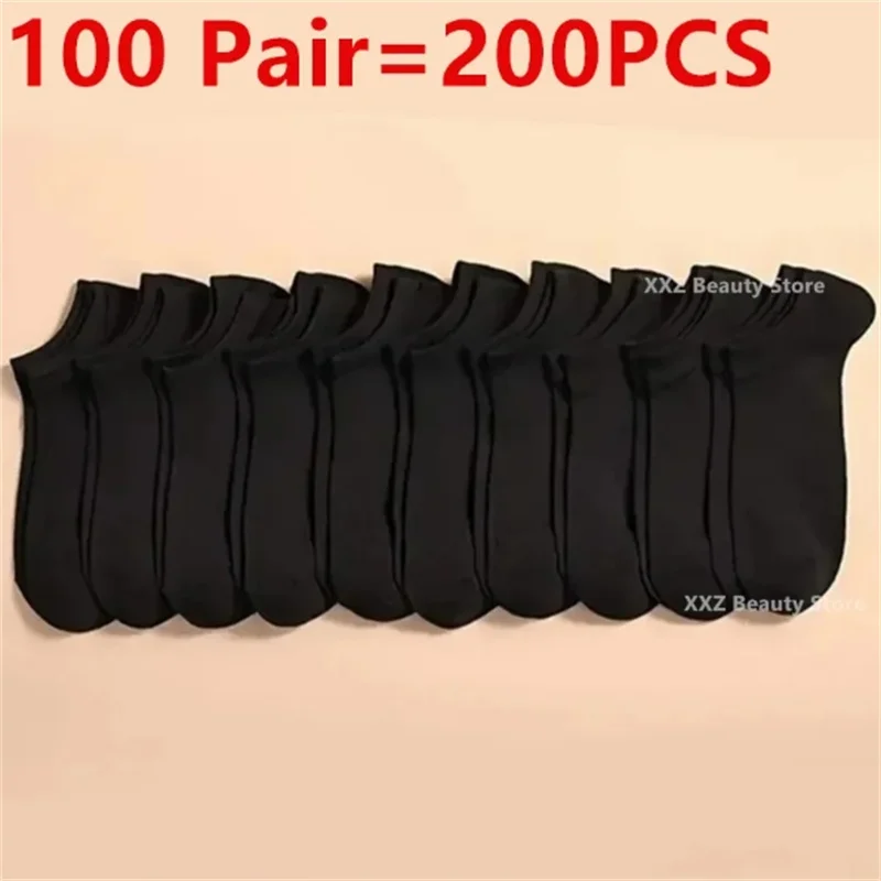 Wholesale 50/100 Pairs Black Breathable ﻿Sock Women Men Boat Socks Invisible Low Cut Non-slip Summer No-show Ankle Socks