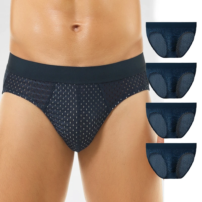 กางเกงในชายผ้าไหมน้ำแข็ง เซ็กซี่ เอวต่ำ ต้านเชื้อแบคทีเรีย ผ้าตาข่ายบาง ระบายอากาศดี สำหรับฤดูร้อน