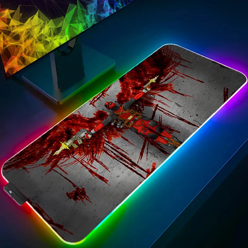 RGB светодиодный коврик для мыши D-deadpool, настольный коврик, игровой коврик в стиле аниме, игровой коврик для мыши, скоростной компьютерный и офисный геймерский шкаф, коврик для клавиатуры