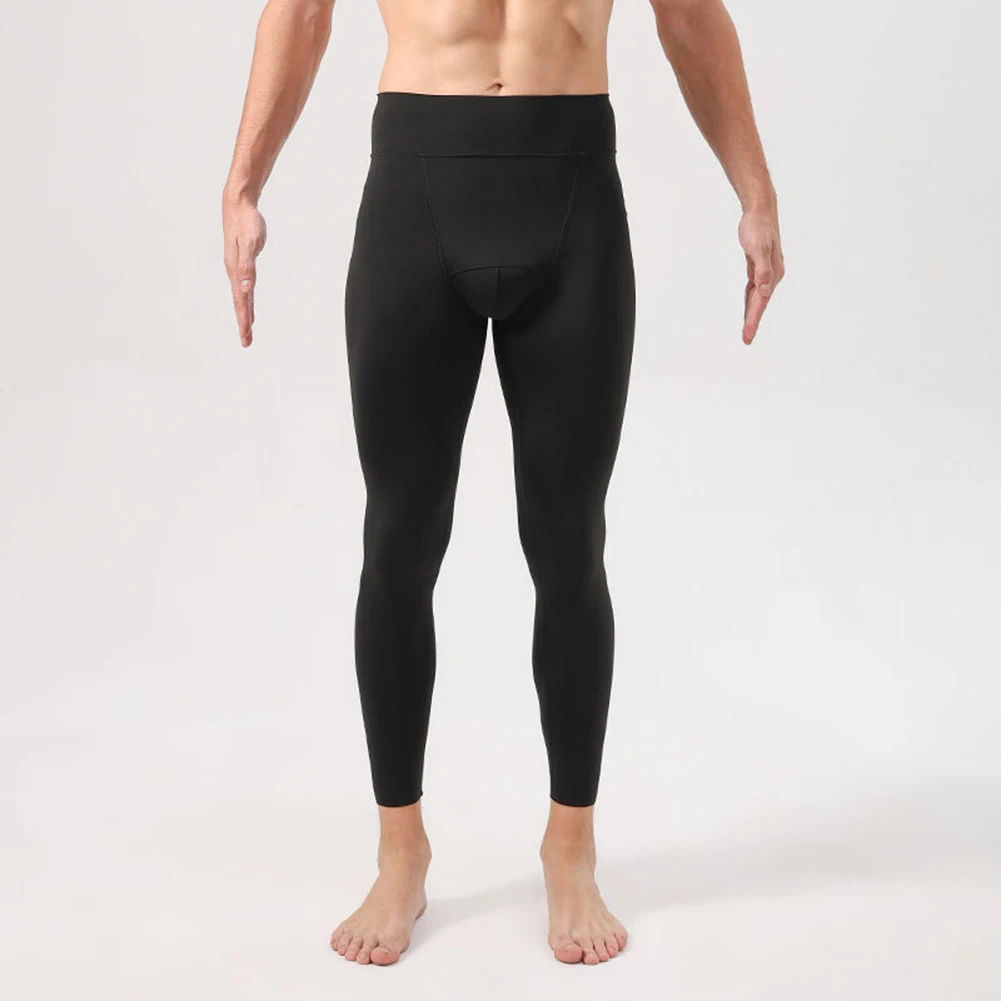 

Winter Men's Thermal Underwear Bottoms Slim Fit Leggings Pants High Waist Warm Shaping Tights Pouch Trousers Bottoms