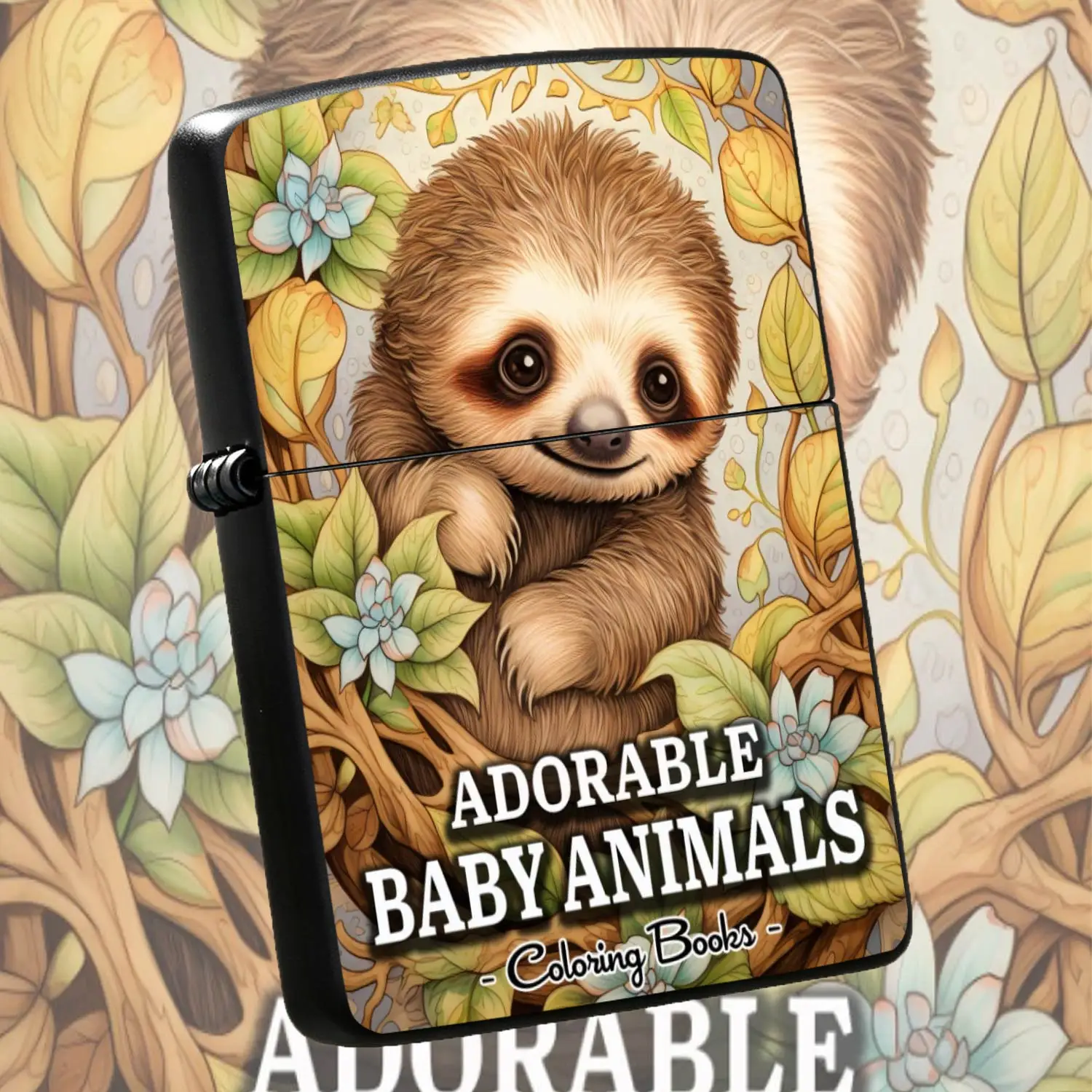 Cute Baby Sloth Themed Portable Lighter, Exquisite Colored Print With Lush Rainforest Floral Foliage Pattern, Versatile Practical Accessory For Daily Trip Home Outdoor Use, Thoughtful Unique Gift For Your Friends And Hobby Partners A Humor