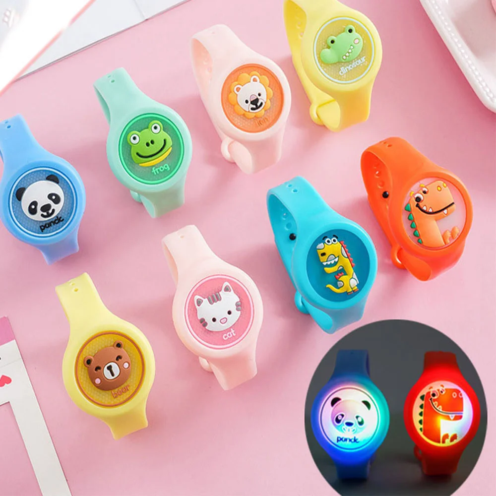 Braccialetto Anti-insetto repellente per zanzare dei cartoni animati per bambini anello repellente per zanzare con olio essenziale vegetale orologio