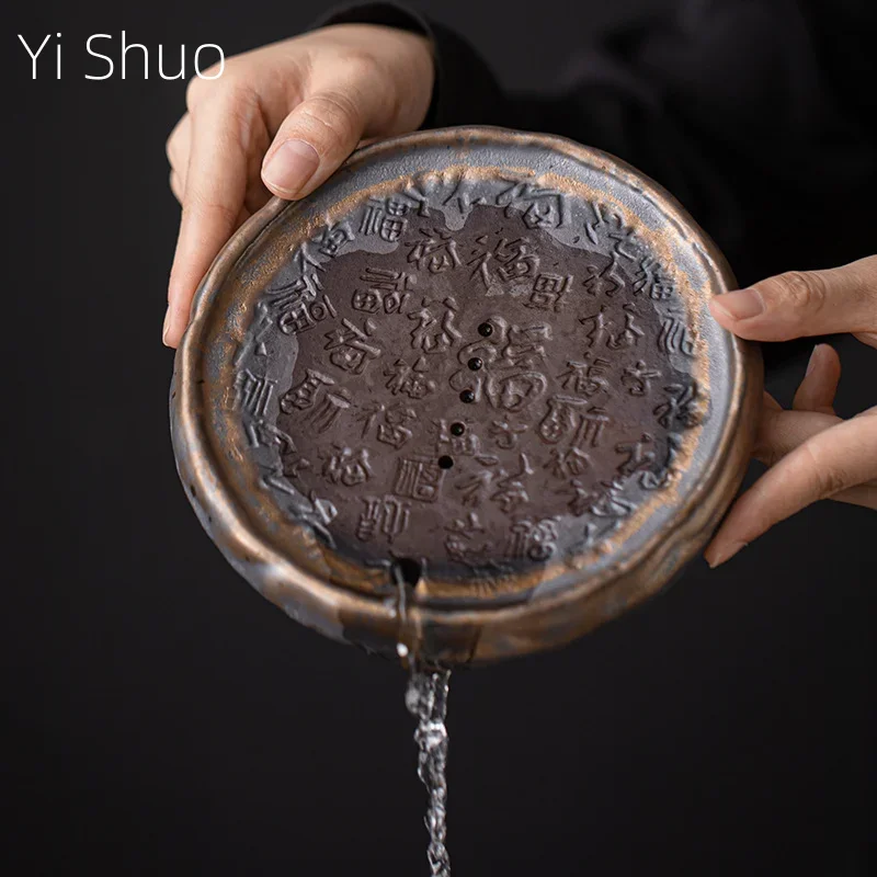 

Gilt Iron Glaze Baifu Pot Ceramic Water Storage Pot Holder Tea Tray Teapot Base Tea Set Accessories Tea Table