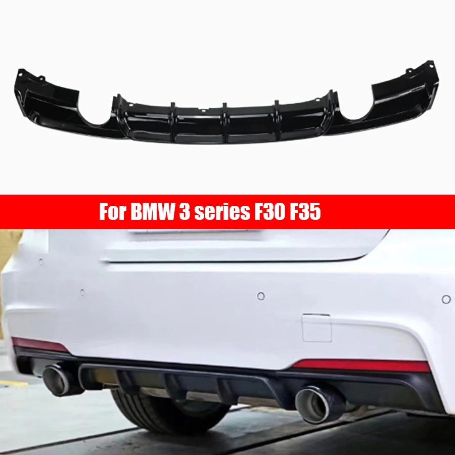For BMW 3 series F30 F35 2012-2019 Bright Black Rear Bumper Diffuser Spoiler Rear Splitters Spoiler Back lip Diverter black